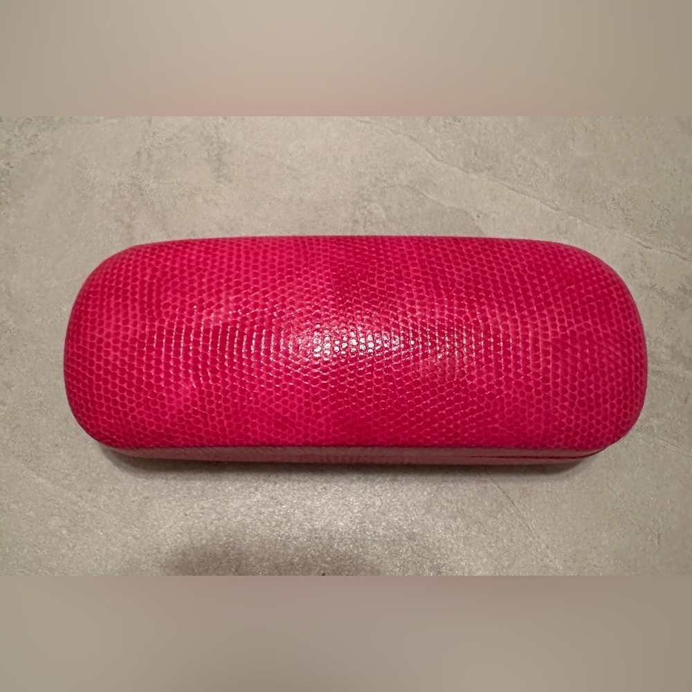 Lilly Pulitzer Eyeglasses Glasses Sunglasses Hot Pink Hard CASE Blue Lined - Picture 3 of 6